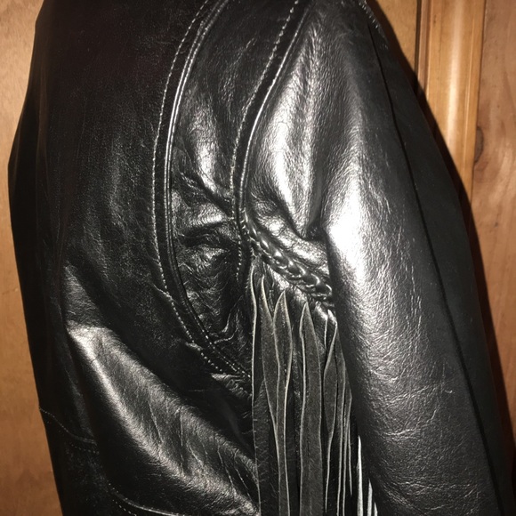 VINTAGE Genuine Leather Motorcycle Jacket Black Echtes Leder Womens Medium - Picture 9 of 16